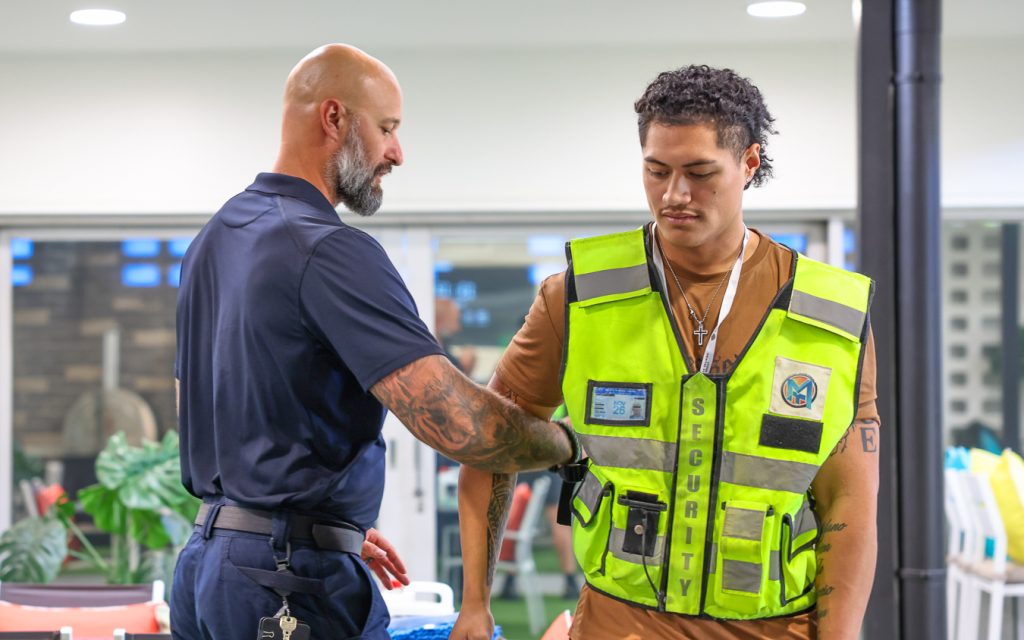 Security students learning First Aid and CPR during Multisec training course